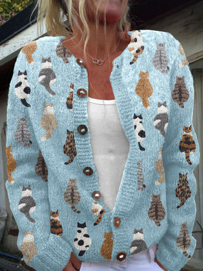 Bramley — Cat Print Cardigan