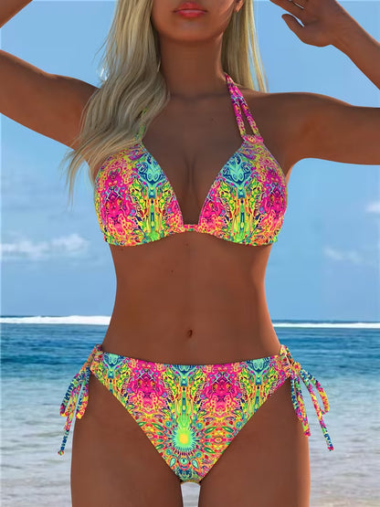 Solène - Printed Halter Bikini Set