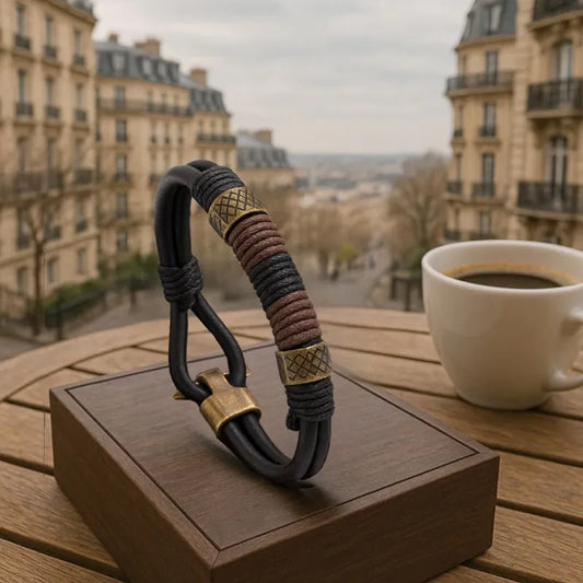 Voyager Bracelet — Leather and Woven Rope of Viking Heritage