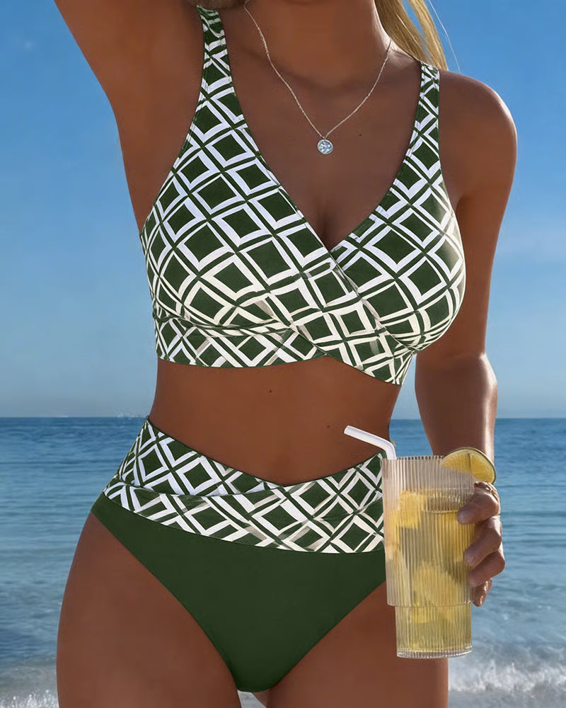 Diavèra — Diamond Print Bra-Cut Bikini Set