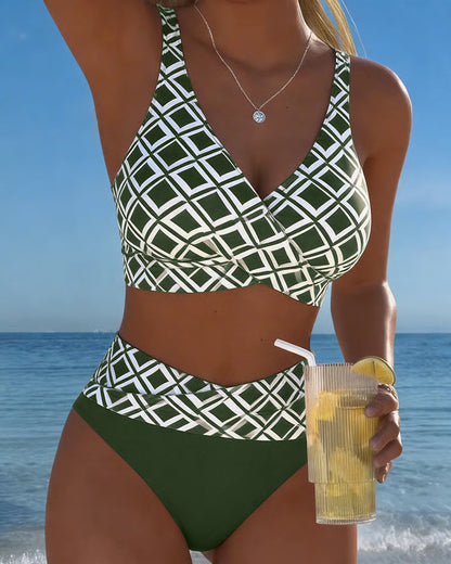 Diavèra — Diamond Print Bra-Cut Bikini Set