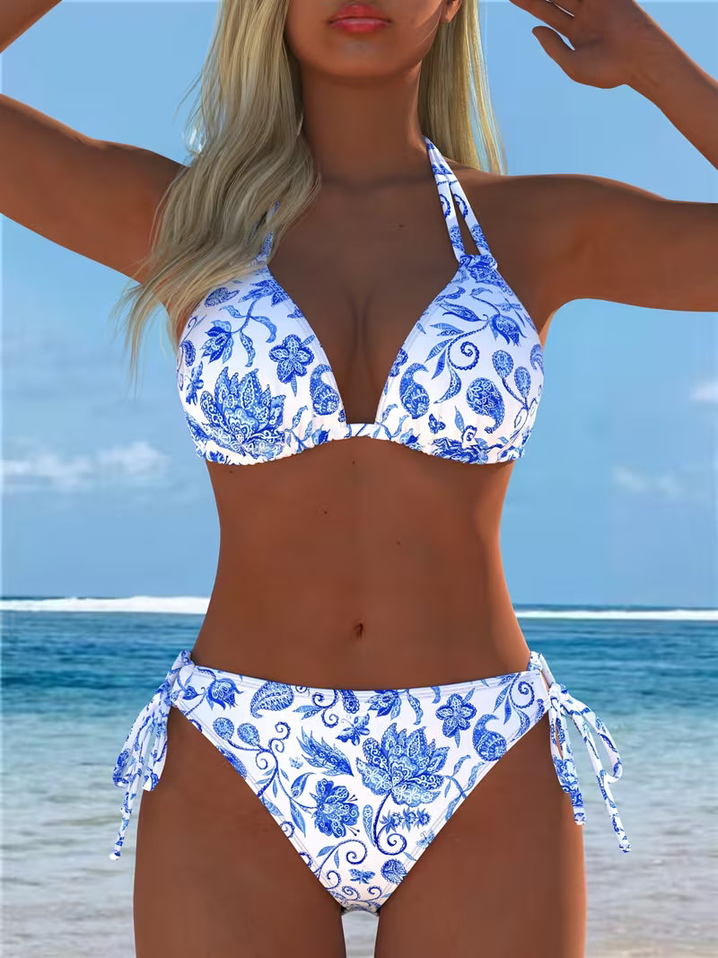 Solène - Printed Halter Bikini Set