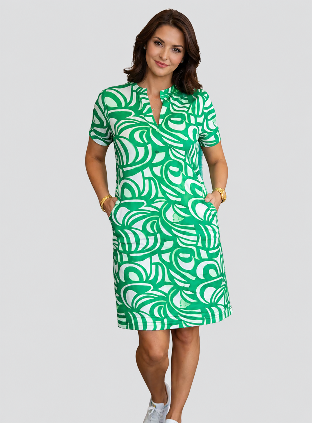 Printed Short-Sleeve Dress