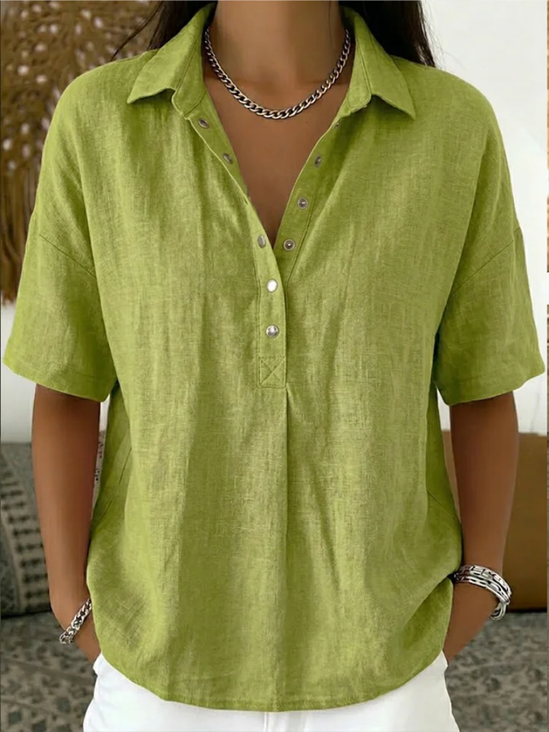 Collar Blouse — Button-Detail Elegance