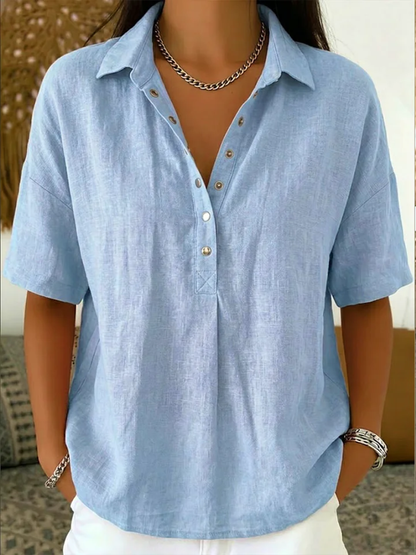 Collar Blouse — Button-Detail Elegance