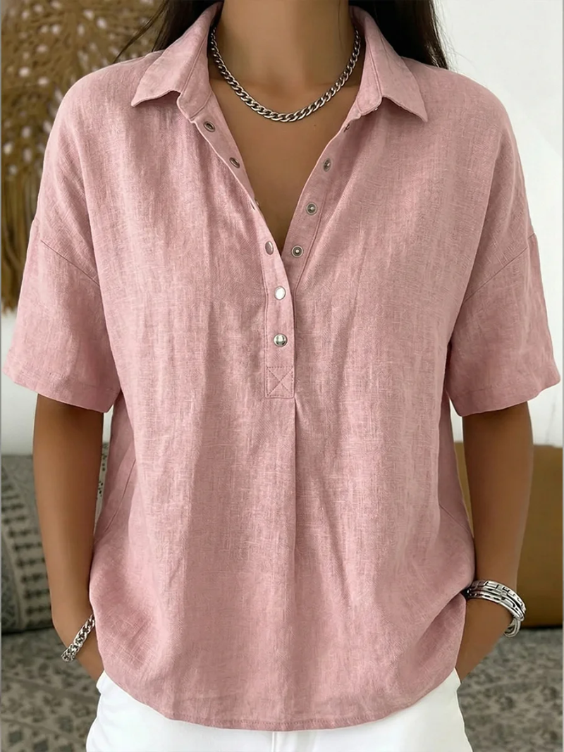 Collar Blouse — Button-Detail Elegance