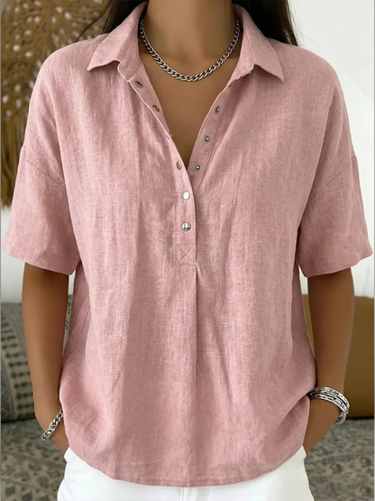 Collar Blouse — Button-Detail Elegance