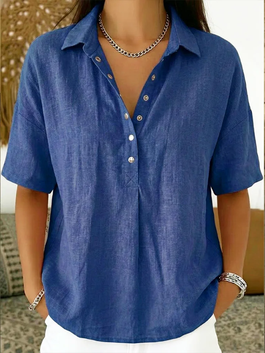 Tessora — Collared Cotton Blouse, Buy 1 Get 1 Free