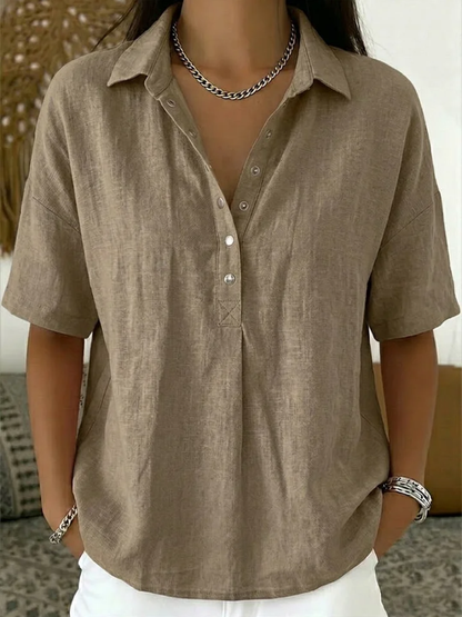Collar Blouse — Button-Detail Elegance