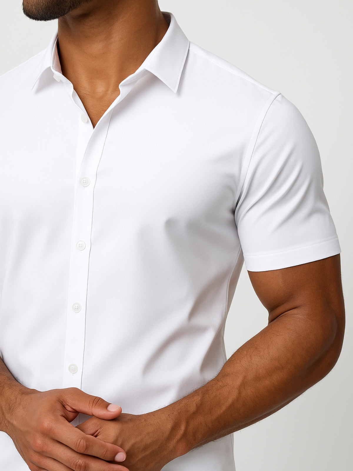 Non-Iron 4-Way Stretch Shirt – Transparent Buttons