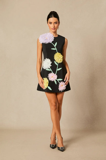 Floret  —  Appliqué Sleeveless Mini Dress
