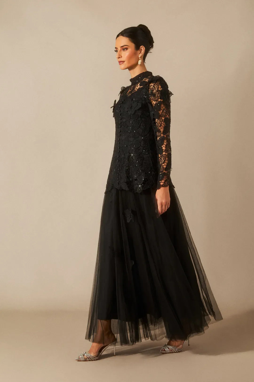Elizabeth - Butterfly Embroidered Lace Formal Maxi Dress