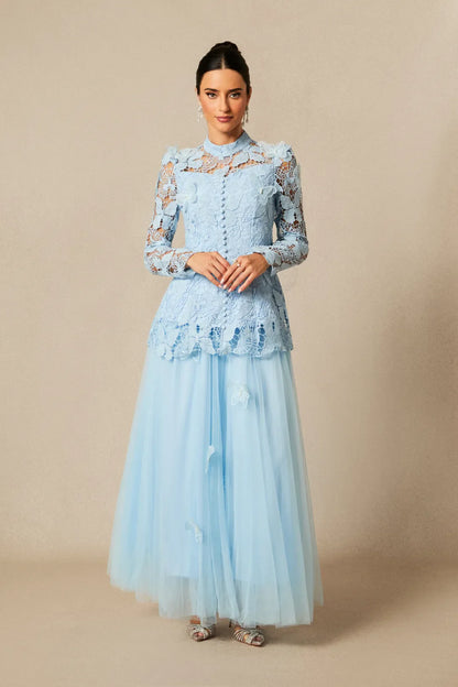 Elizabeth - Butterfly Embroidered Lace Formal Maxi Dress
