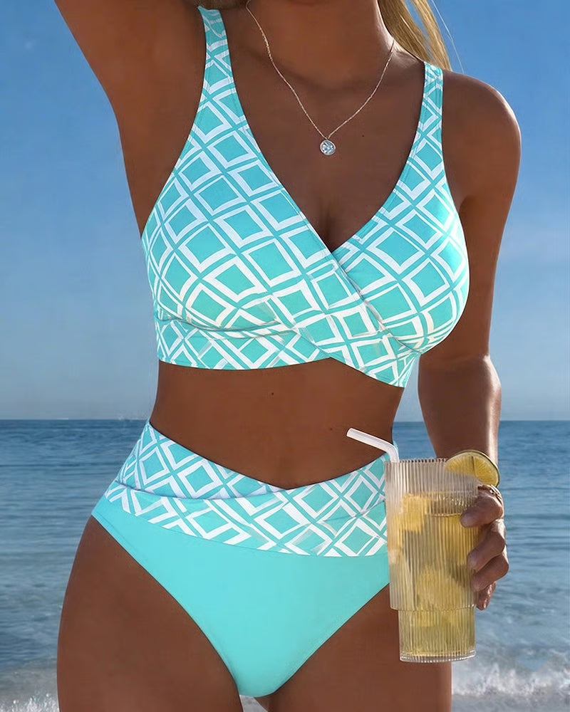 Diavèra — Diamond Print Bra-Cut Bikini Set