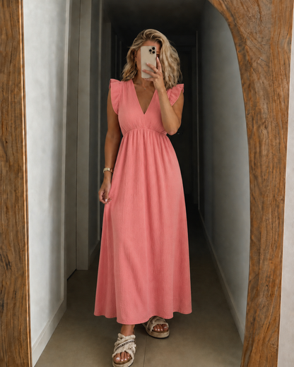 Abigail — Ruffle-Shoulder Maxi Dress