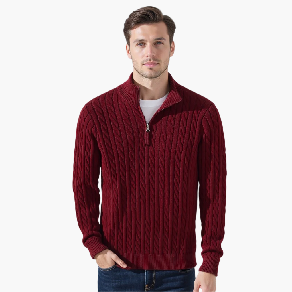 Cable Knit Half-Zip Sweater