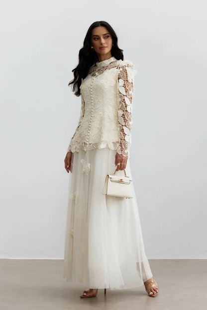 Elizabeth - Butterfly Embroidered Lace Formal Maxi Dress