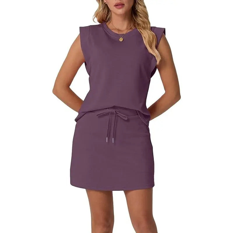 Selvane — Sleeveless Top & Drawstring Skirt Set