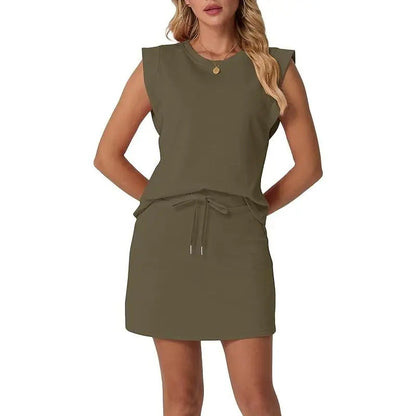 Selvane — Sleeveless Top & Drawstring Skirt Set