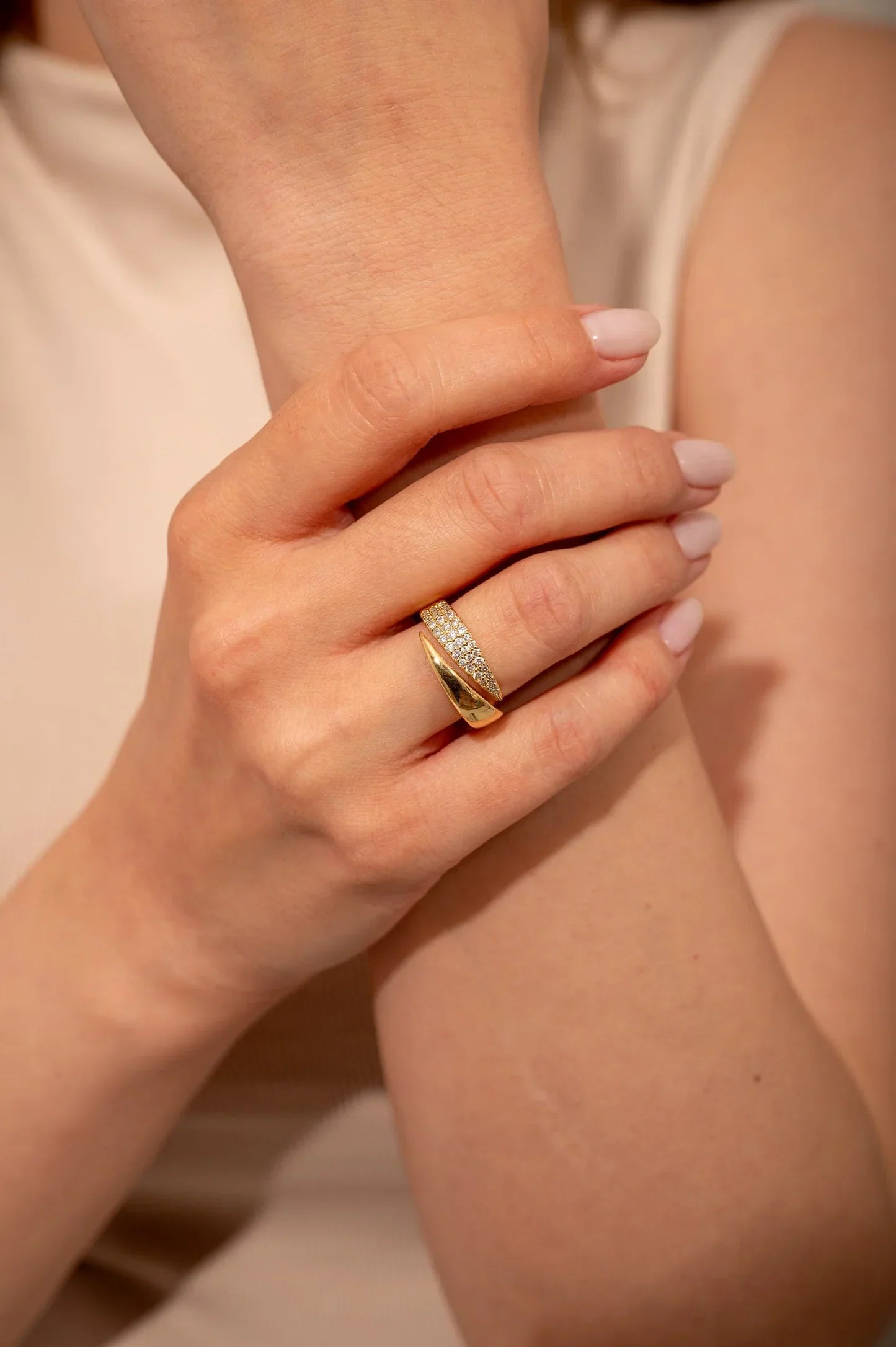 Sparkling Solidarity Ring — Adjustable Gold