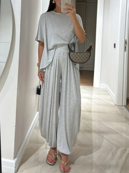 Solvane — Loose-Fit Top & Wide-Leg Pants Set