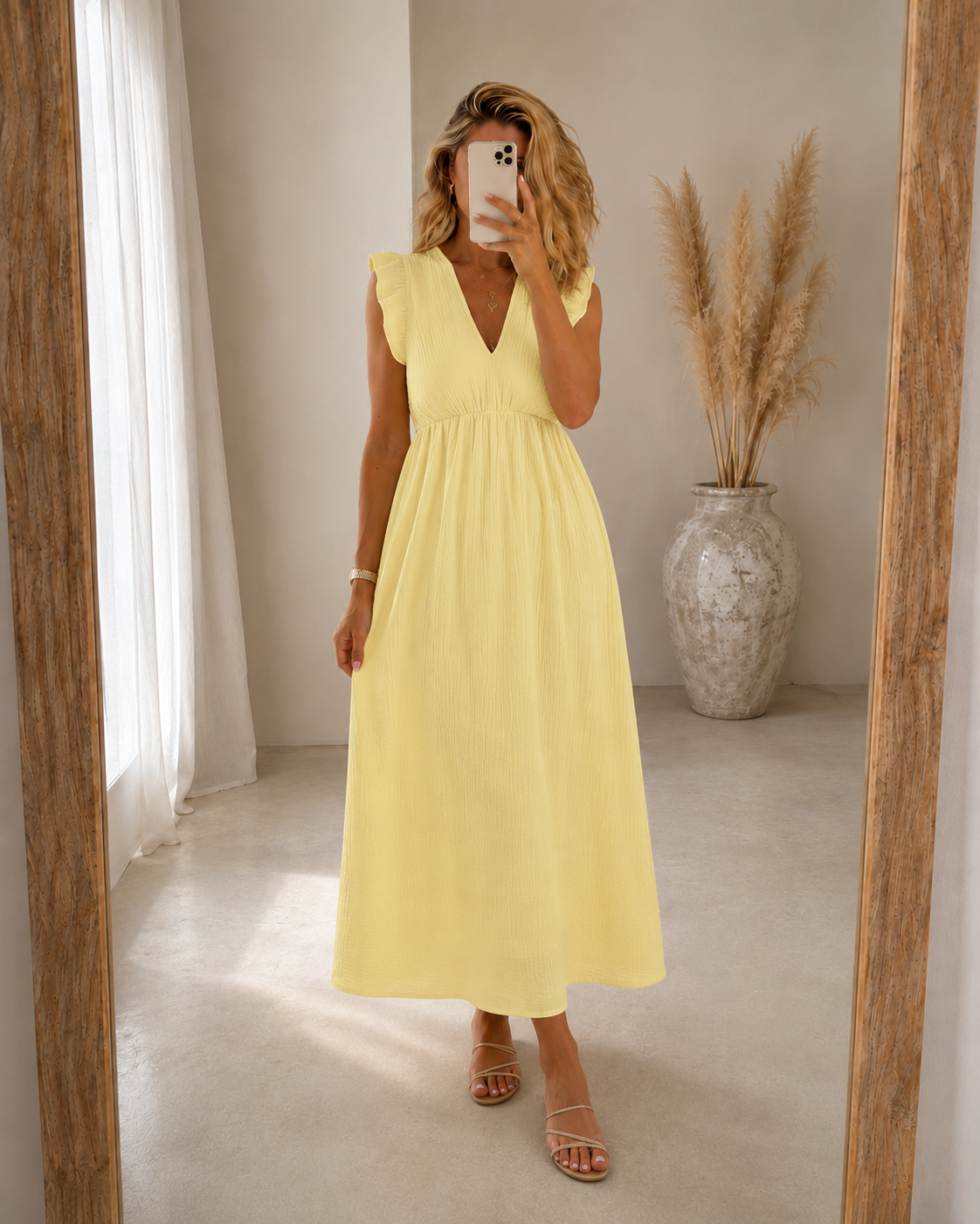 Abigail — Ruffle-Shoulder Maxi Dress