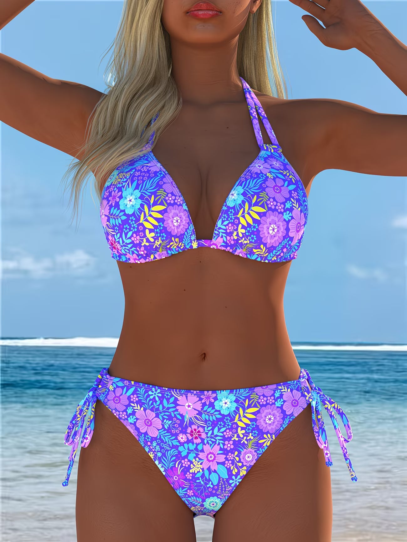 Solène - Printed Halter Bikini Set