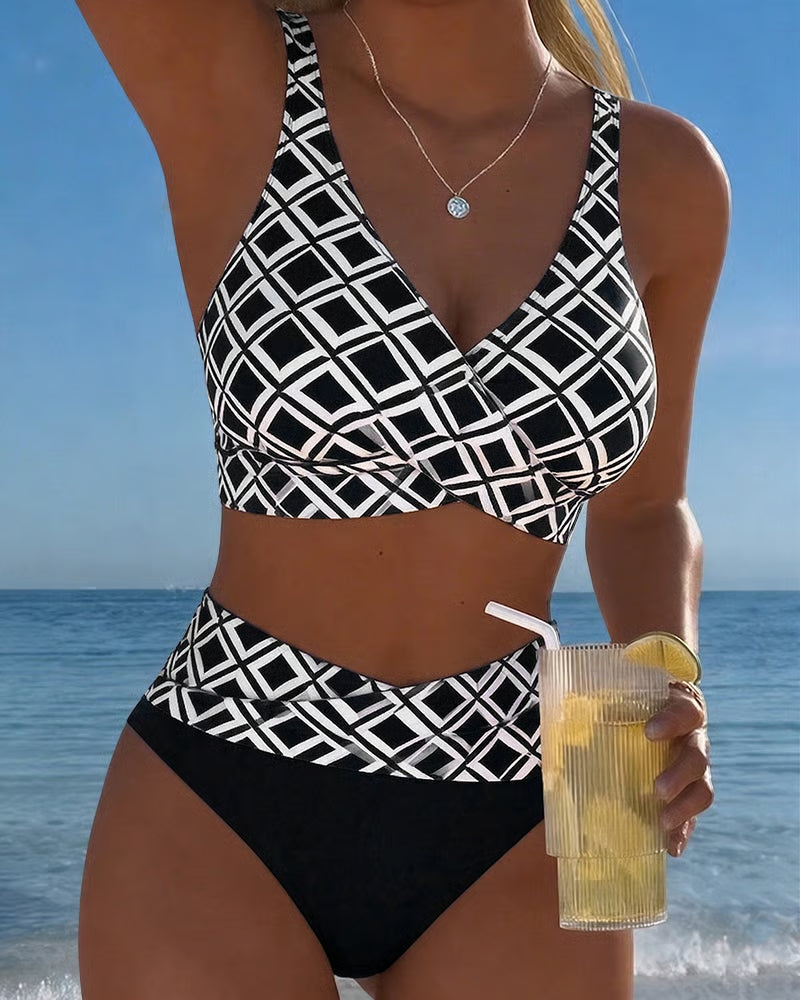 Diavèra — Diamond Print Bra-Cut Bikini Set