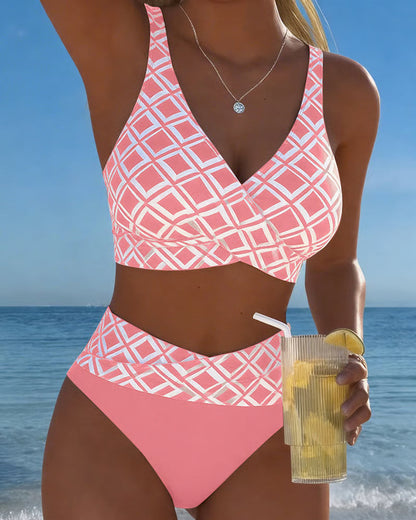 Diavèra — Diamond Print Bra-Cut Bikini Set