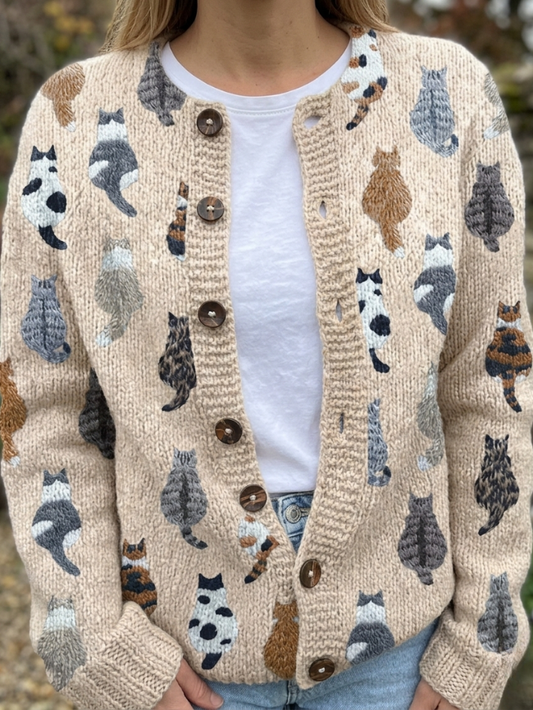Bramley — Cat Print Cardigan
