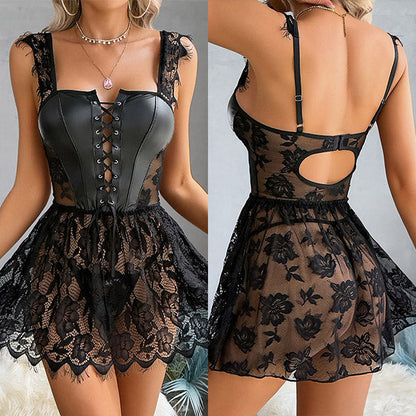 Éclat — Lace-Up Backless Nightwear Dress