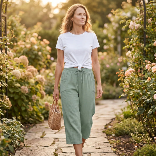 Linella — Cotton-Linen Pleated Wide-Leg Pants