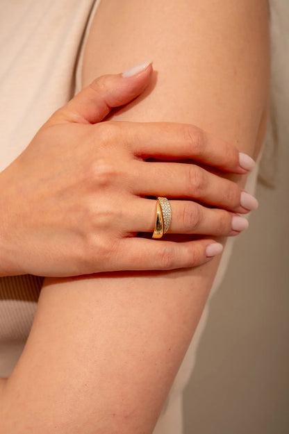 Sparkling Solidarity Ring — Adjustable Gold