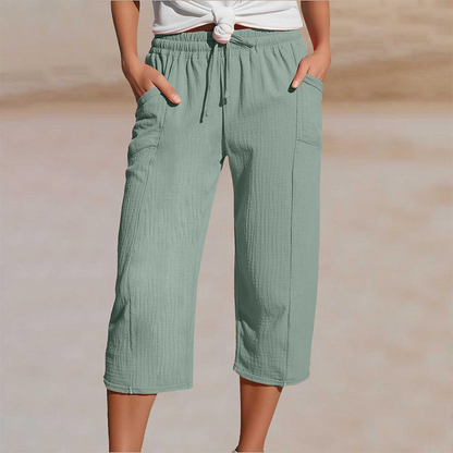 Linella — Cotton-Linen Pleated Wide-Leg Pants