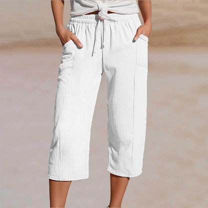 Linella — Cotton-Linen Pleated Wide-Leg Pants