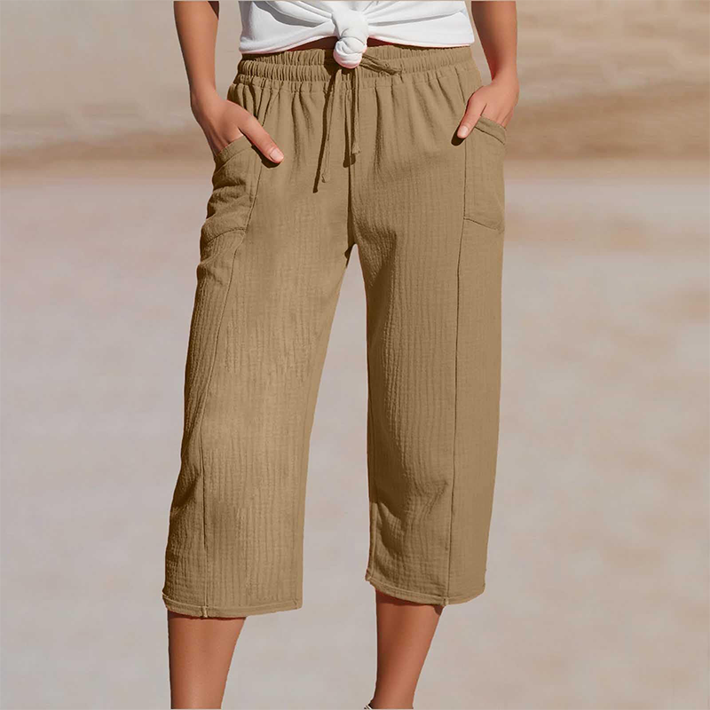 Linella — Cotton-Linen Pleated Wide-Leg Pants