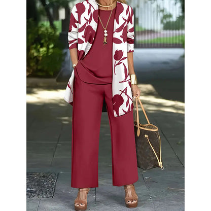 Cassiane — Three-Piece Cardigan, Tank & Wide-Leg Set