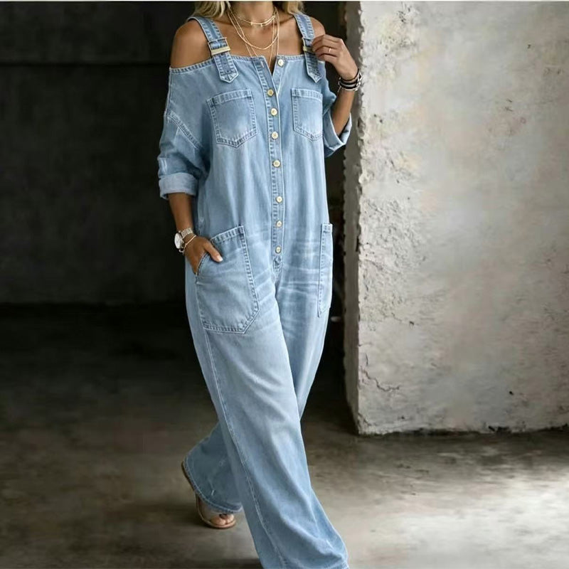 Vaelin — Wide-Leg Overall Jumpsuit with Pockets