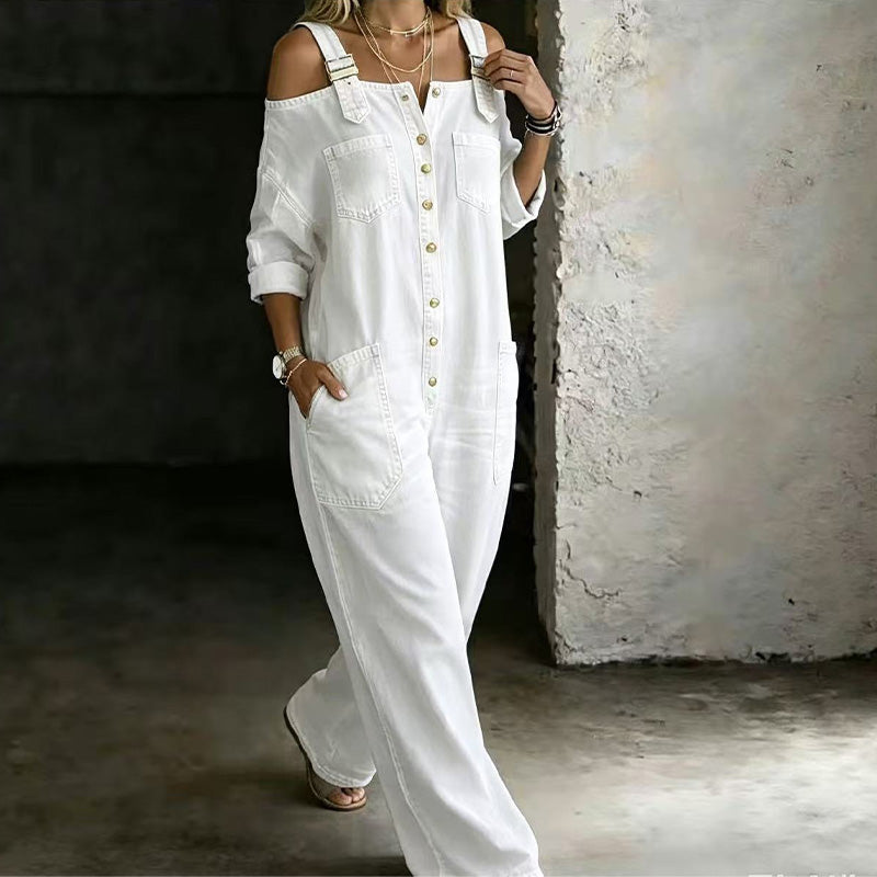 Vaelin — Wide-Leg Overall Jumpsuit with Pockets